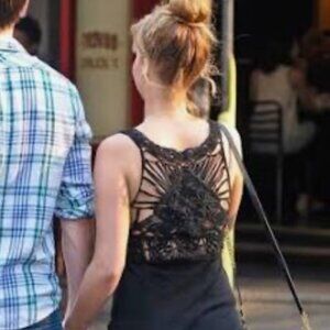 Candela "Laia" Crochet Black Maxi Dress Sz Large